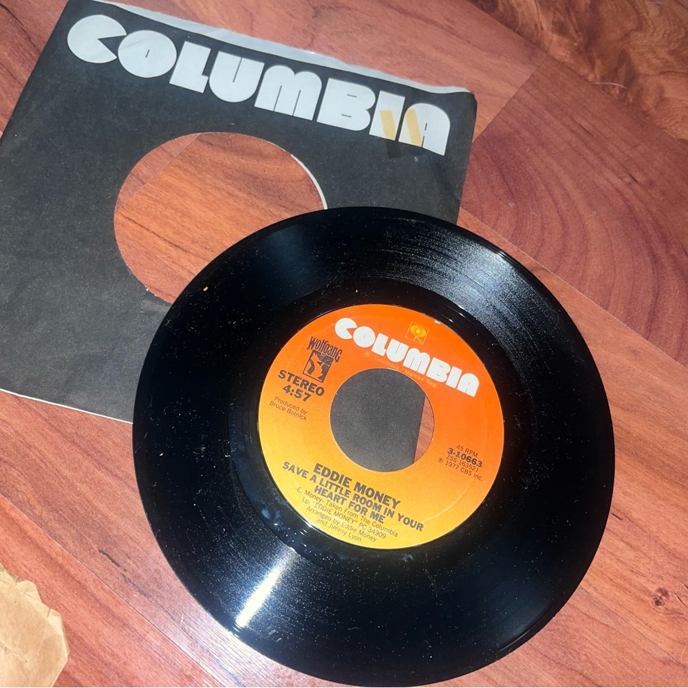 Eddie Money Columbia Black Vinyl with Orange Label Record